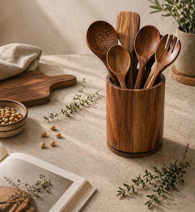 Wooden Utensils Holder